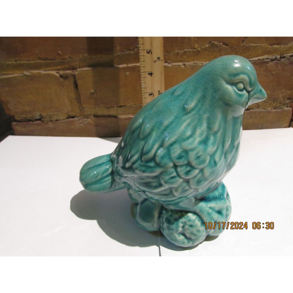 BLUE TURQUOISE BIRD FIGURINE HOME DECOR STATUE - Picture 5 of 8